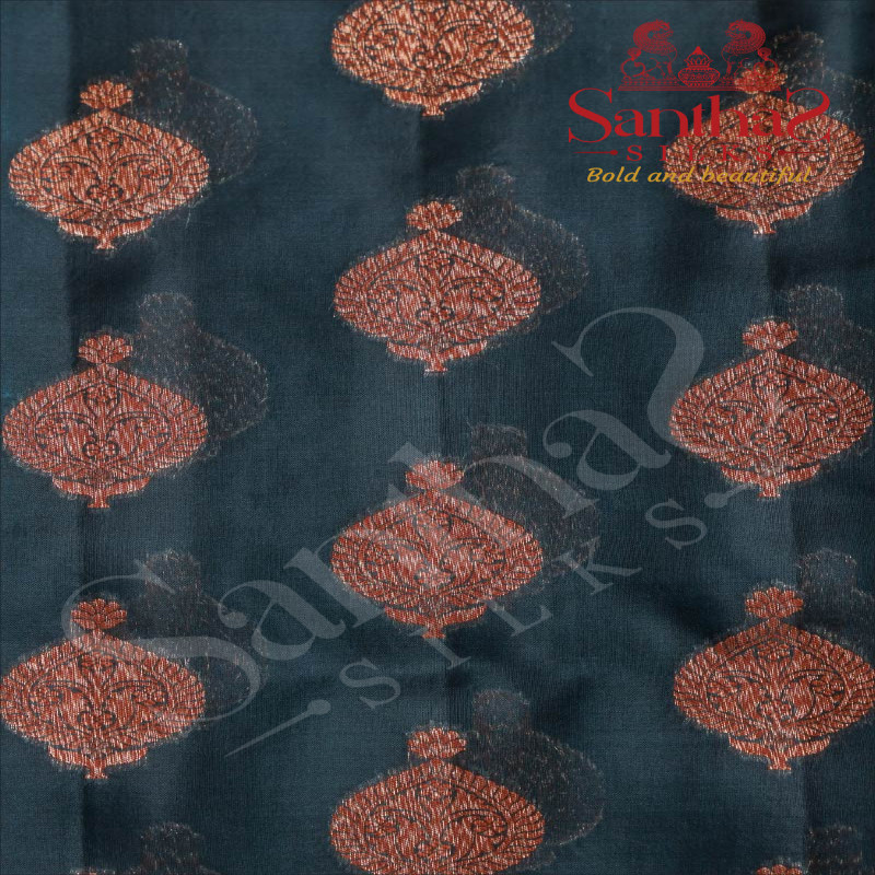 KORA BANARAS SILK SAREE IN BLUE SAPPHIRE COLOUR