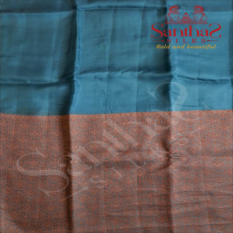 KORA BANARAS SILK SAREE IN DUCK BLUE COLOUR