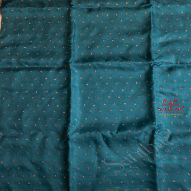 KORA BANARAS SILK SAREE IN PEACOCK BLUE COLOUR