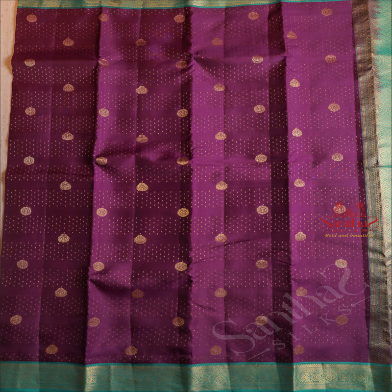 VIOLET COLOUR BODY WITH SMALL BUTTAS AND CONTRAST PALLU & BLOUSE