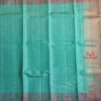 PERSIAN GREEN COLOUR BODY WITH VAIRA OOSI PATTERN GOLDEN ZARI LINES AND CONTRAST PALLU & BLOUSE