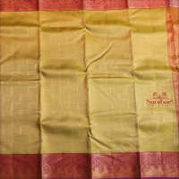 GREEN COLOUR BODY WITH GOLDEN FANCY EMBOSED WITH CONTRAST BLOUSE & BORDER