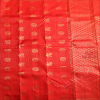 BRIGHT RED COLOUR BODY WITH CHAKRA MOTIFS & LINES BUTTAS AND SELF COLOUR PALLU & BLOUSE