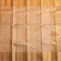 CREAM COLOUR BODY WITH GOLDEN ZARI SMALL CHECKED BOXS AND SELF COLOUR PALLU & BLOUSE