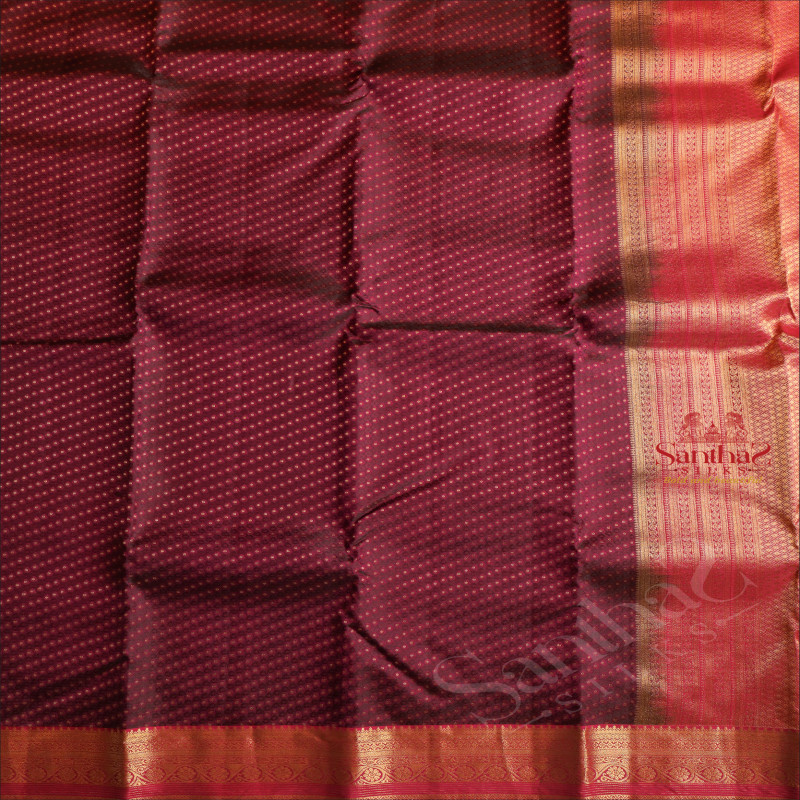 DARK MAGENTA COLOUR BODY WITH EMBOSED DESIGN AND CONTRAST PALLU & BLOUSE