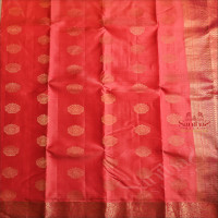 PEACH COLOUR BODY WITH GOLDEN ZARI BIG BUTTA WITH CONTRAST BLOUSE & BORDER