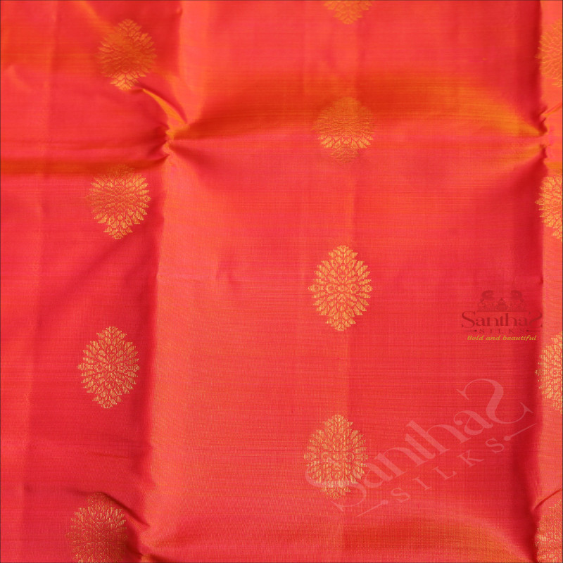 PINKISH YELLOW COLOUR BODY WITH GOLDEN ZARI BUTTAS AND CONTRAST PALLU & BLOUSE
