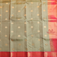 GRANNY SMITH APPLE GREEN COLOUR BODY WITH GOLDEN & SILVER ZARI BUTTAS AND CONTRAST PALLU & BLOUSE