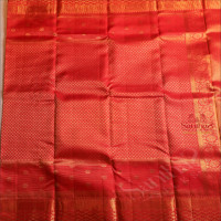 BRIGHT RED COLOUR BODY WITH HEAVY ZARI WORK DESIGNS AND SELF PALLU & CONTRAST BLOUSE