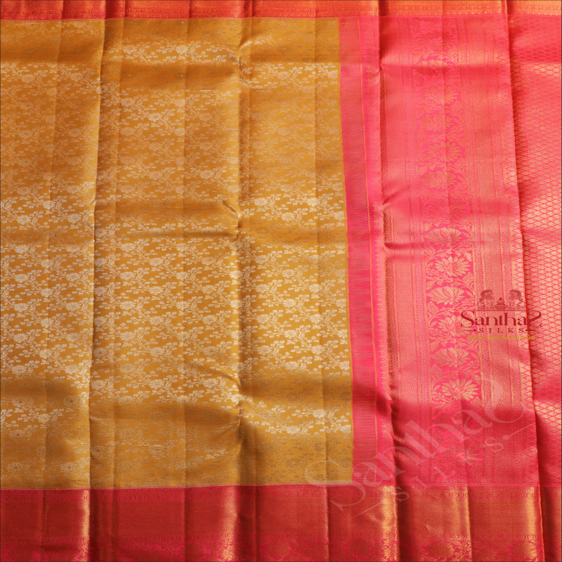 TUSCANY YELLOW COLOUR BODY WITH SILVER ZARI HEAVY DESIGN AND CONTRAST PALLU & BLOUSE