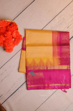 SANDAL COLOUR BODY WITH GOLDEN ZARI BUTTA WITH CONTRAST BLOUSE & BORDER