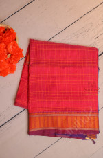 PINK COLOUR BODY WITH THREAD STRIPS WITH CONTRAST BLOUSE & BORDER