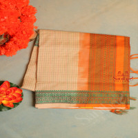 sandal-colour-checked-body-with-thread-butta-with-contrast-blouse-border