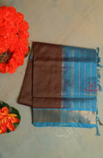 COFFEE BROWN COLOUR BODY WITH VAIRAOOSI PATTERN WITH CONTRAST BLOUSE & BORDER