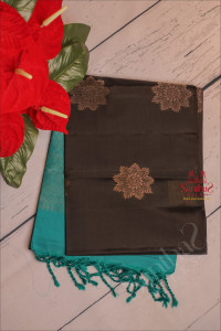 black-colour-body-with-golden-zari-butta-with-contrast-blouse-border