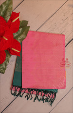 PINK COLOUR BODY WITH GOLDEN ZARI BUTTA WITH CONTRAST BLOUSE & BORDER
