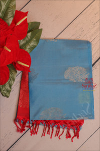 blue-colour-body-with-silver-zari-floral-butta-with-contrast-blouse-border