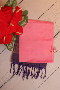 baby-pink-colour-body-with-golden-zari-strips-with-contrast-blouse-border