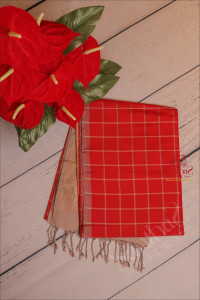 red-colour-checked-body-with-contrast-blouse-border