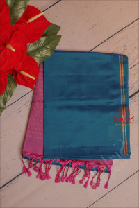 peacock-blue-colour-body-with-contrast-blouse-border