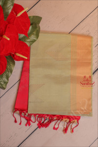 pistha-green-colour-body-with-copper-zari-butta-with-contrast-blouse-border