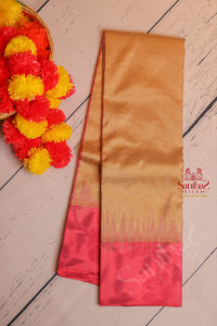 light-bronze-brown-colour-body-with-golden-zari-strips-with-contrast-blouse-border