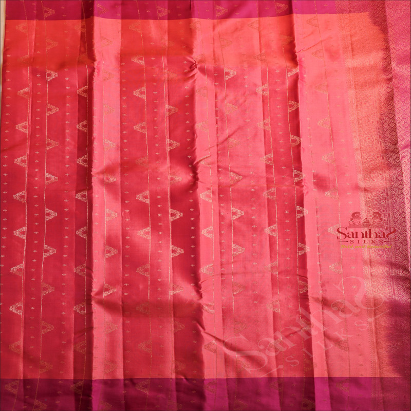 ONION PINK COLOUR BODY WITH ROSEGOLD ZARI FANCY DESIGN AND CONTRAST PALLU & BLOUSE