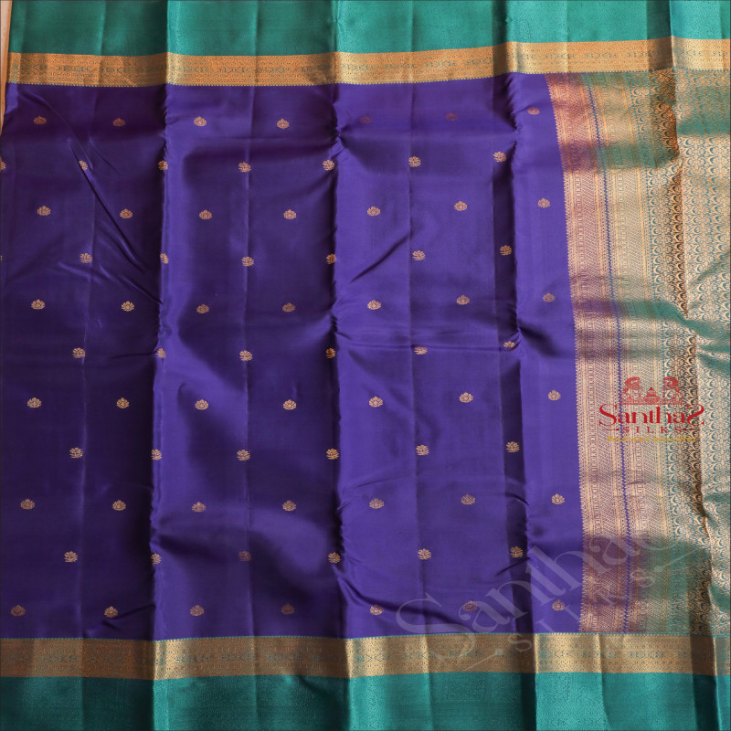 VIOLET COLOUR BODY WITH GOLDEN ZARI BUTTAS AND CONTRAST PALLU & BLOUSE