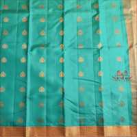 AQUA MARINE BLUE COLOUR BODY WITH GOLDEN ZARI BUTTAS AND CONTRAST PALLU & BLOUSE
