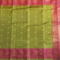 LAWN GREEN COLOUR BODY WITH GOLDEN ZARI ANNAM & CHAKRA MOTIFS AND CONTRAST PALLU & BLOUSE