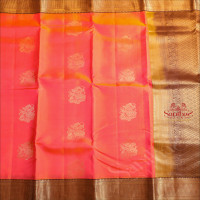 PEACH COLOUR BODY WITH GOLDEN ZARI FLOWER MOTIFS AND CONTRAST PALLU & BLOUSE