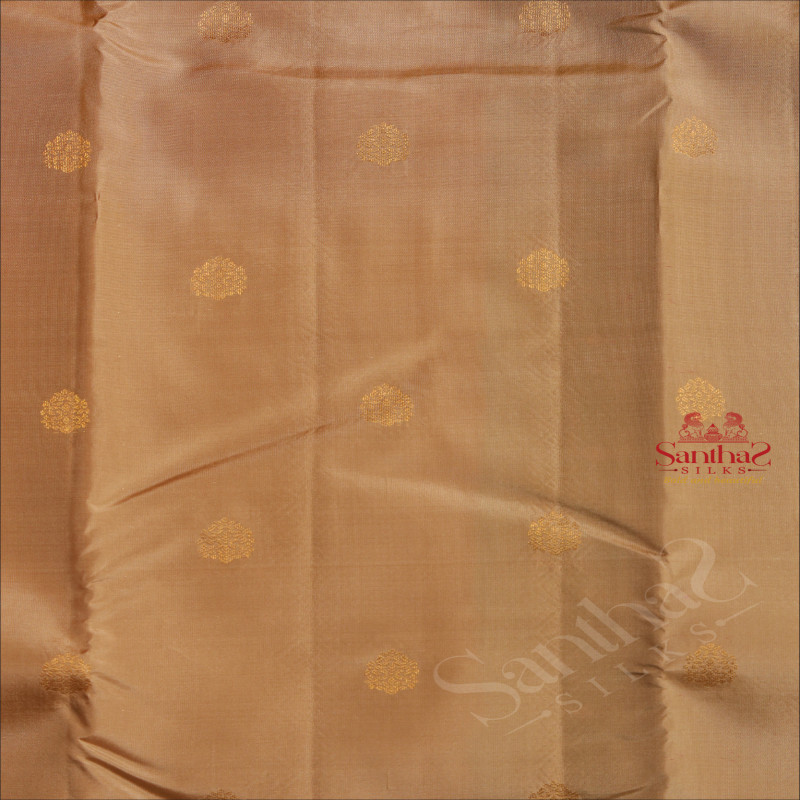 BRUSHED GOLD COLOUR BODY WITH GOLDEN ZARI BUTTAS AND CONTRAST PALLU & BLOUSE