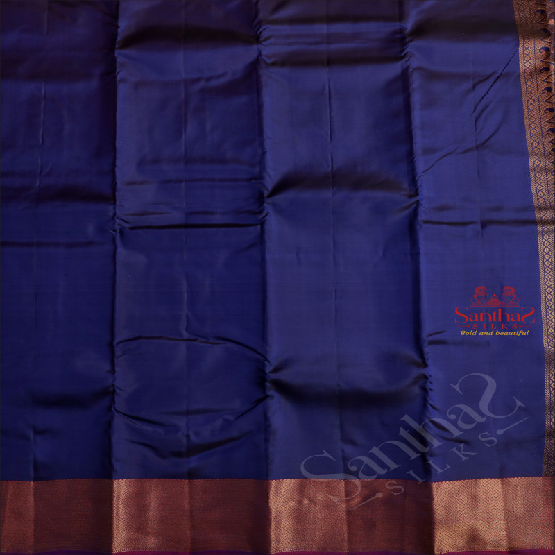 DARK MIDNIGHT BLUE COLOUR BODY IN PLAIN AND CONTRAST PALLU & BLOUSE