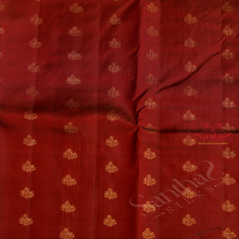 MAROON COLOUR BODY WITH GOLDEN ZARI BUTTAS & LONG BORDER AND SELF COLOUR PALLU & BLOUSE