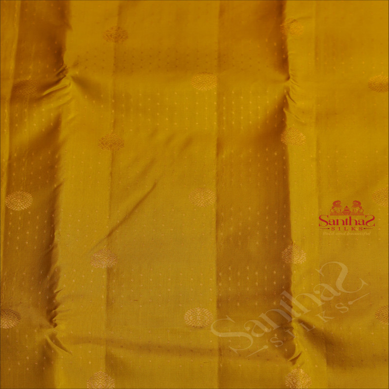 PEAR GREEN COLOUR BODY WITH MUGLIMATHI BUTTA IN GOLDEN ZARI AND CONTRAST PALLU & BLOUSE