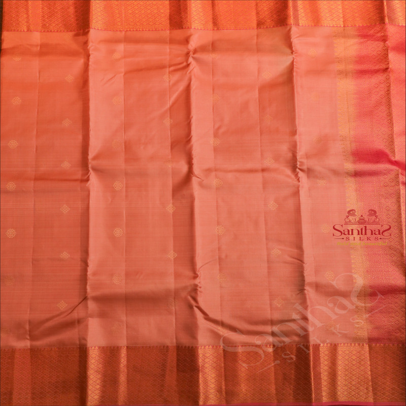 PASTEL FLESH PINK COLOUR BODY WITH GOLDEN ZARI BUTTAS AND CONTRAST PALLU & BLOUSE