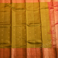 SHEEN GREEN COLOUR BODY WITH GOLDEN ZARI BUTTAS AND CONTRAST PALLU & BLOUSE