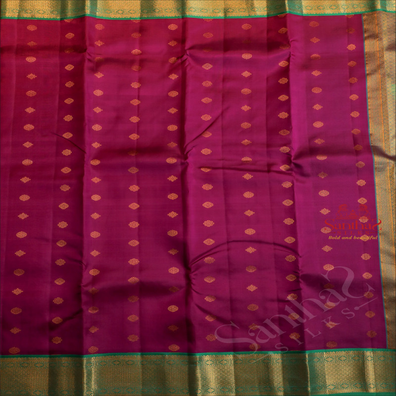 PURPLE COLOUR BODY WITH GOLDEN ZARI BUTTAS AND CONTRAST PALLU & BLOUSE