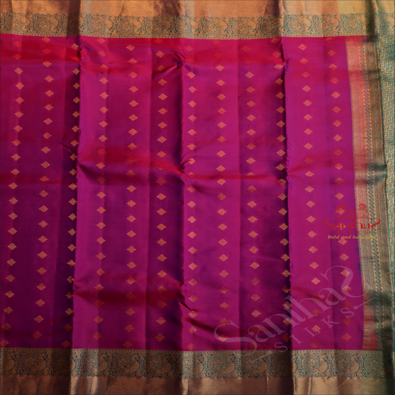 MAGENTA COLOUR BODY WITH GOLDEN ZARI BUTTAS AND CONTRAST PALLU & BLOUSE