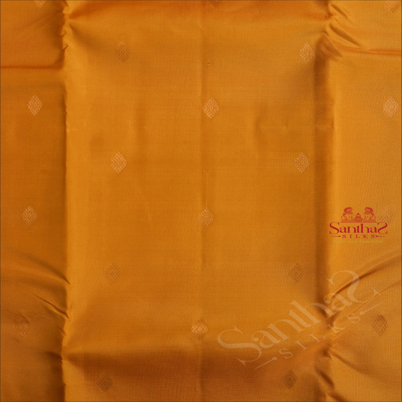 BUMBLEBEE YELLOW COLOUR BODY WITH GOLDEN ZARI BUTTAS AND CONTRAST PALLU & BLOUSE