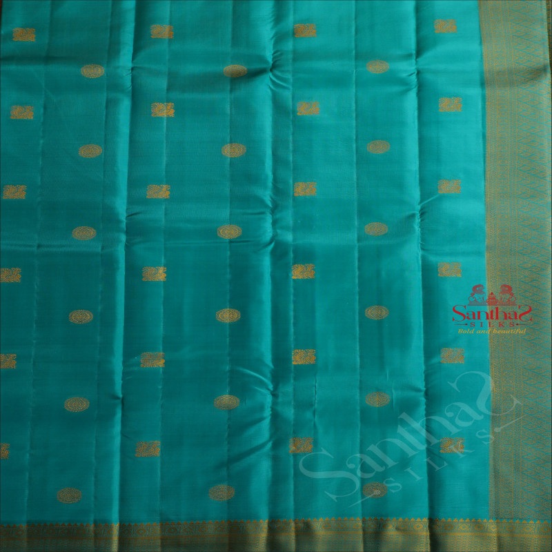 GREEN COLOUR BODY WITH THREAD ZARI ANNAM CHAKKARAM BUTTA WITH SELF BLOUSE AND BORDER