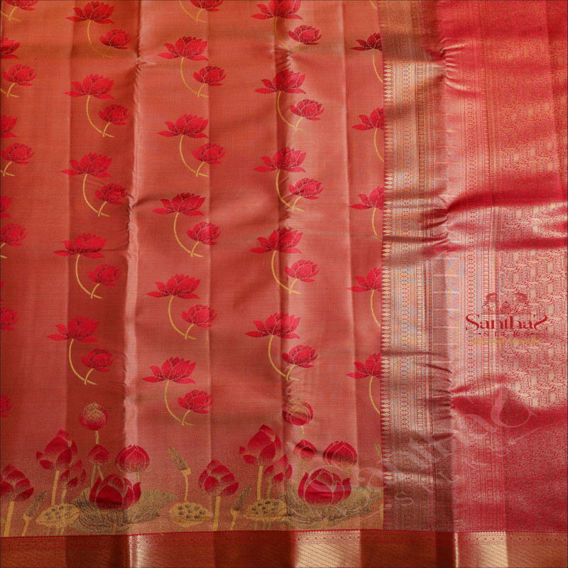 PASTEL PINK COLOUR BODY WITH FLORAL DIGITAL PRINT WITH CONTRAST BLOUSE