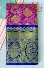 PINK COLOUR BODY IN FLORAL PATTERN WITH CONTRAST BLOUSE & BORDER