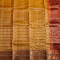 MUSTARD YELLOW COLOUR CHECKED BODY WITH ZARI BUTTA WITH CONTRAST BLOUSE & BORDER