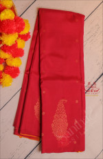 BORDERLESS DARK PINK COLOUR BODY WITH GOLDEN ZARI MANGO BUTTA WITH CONTRAST BLOUSE