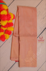 BORDERLESS MALIBU PEACH COLOUR BODY WITH GOLDEN ZARI TEMPLE BUTTA WITH CONTRAST BLOUSE