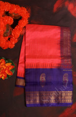 PINK COLOUR CHECKED BODY WITH CONTRAST BLOUSE & BORDER