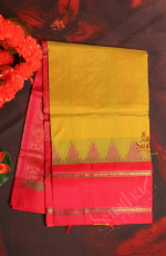 CYBER YELLOW COLOUR BODY WITH CONTRAST BLOUSE & BORDER