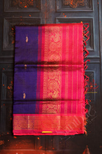 violet-colour-body-with-golden-zari-butta-with-contrast-blouse-border