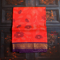 orange-colour-body-with-floral-pattern-embosed-with-contrast-blouse-border